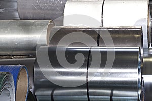 Rolls of cold-rolled galvanized steel in stock