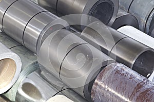 Rolls of cold-rolled galvanized steel in stock