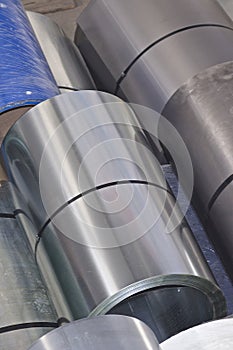 Rolls of cold-rolled galvanized steel in stock