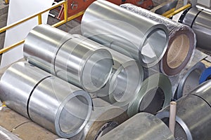 Rolls of cold-rolled galvanized steel in stock