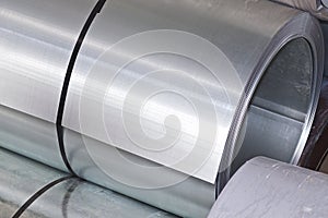 Rolls of cold-rolled galvanized steel in stock