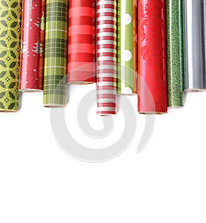 Rolls of colored wrapping paper on white3