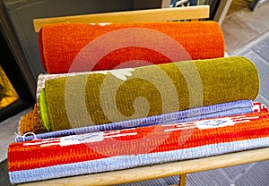 Rolls of colorful fabric