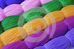 Rolls of colorful polyester rope photo