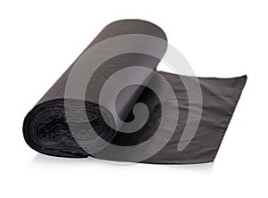 Rolls of disposable trash bags isolated over white background.