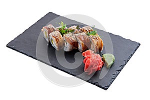 Rolls with eel isolated on white