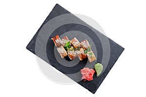 Rolls with eel isolated on white