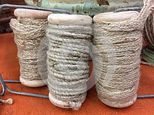 Rolls of hemp rope background