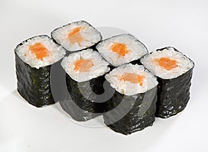 Rolls hosomaki. Thin rolls with salmon
