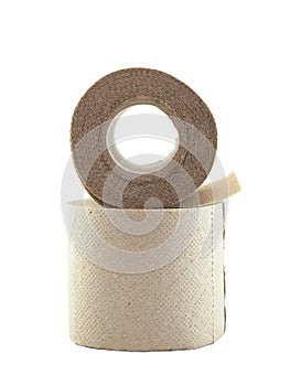 Rolls of non-whitened toilet paper