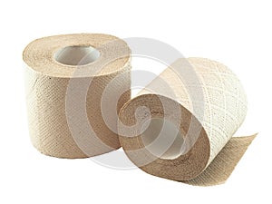 Rolls of non-whitened toilet paper