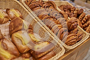 Rolls with nuts in the supermarket