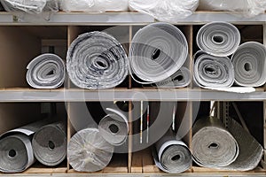 Rolls of polyethylene foam and foil thermal insulation material