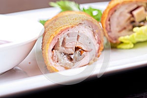 Rolls from pork meat