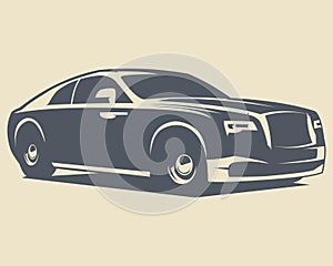 Rolls-Royce Ghost vintage vector logo. isolated from the side.