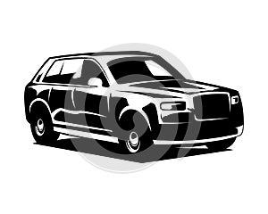 Rolls-Royce phantom silhouette. isolated white background shown from the side.
