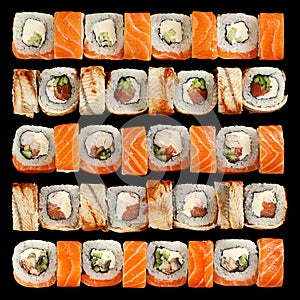 Rolls set closeup square frame