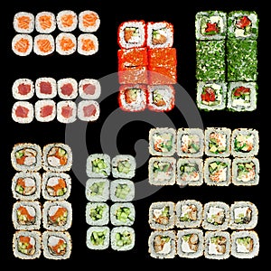 Rolls set closeup square frame