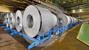 Rolls of steel sheet inside of plant