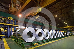 Rolls of steel sheet inside of plant