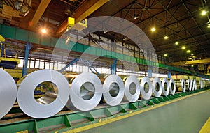 Rolls of steel sheet in a plant