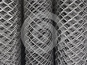 Rolls of steel wire mesh. Material for reinforce concrete in building