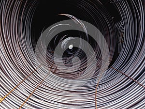 Rolls of steel wire rod.