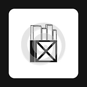 Rolls of white paper in a wooden box icon