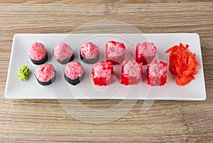 Rolls on a white plate close-up.