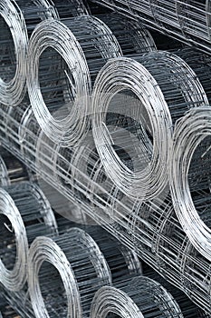Rolls of wired metal mesh