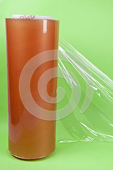 Rolls of wrapping plastic stretch film. Close-up with Shallow Depth of Field.