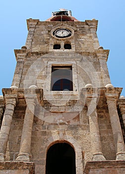 Roloi Clock Tower, Old Town of Rhodes, Rhodes, Greece