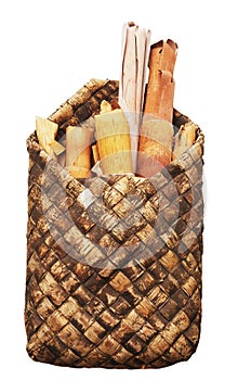 Rols of birchen bark in the basket