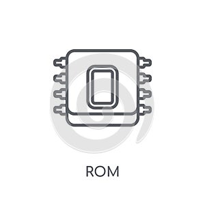 Rom linear icon. Modern outline Rom logo concept on white backgr