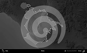 Roma highlighted, Italy. Grayscale