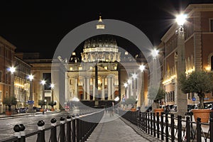 Roma in the night, Piazza san Pietro photo