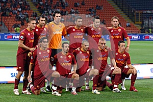 The Roma players before the match