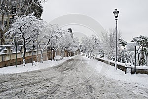 Roma street under snow photo