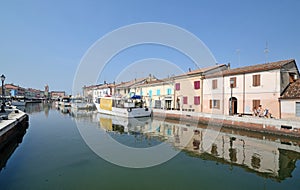 Romagna, Italy, july 2018, Porto Canale Leonardesco of Cesenatico in the morning light