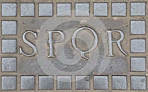 Roman Acronym SPQR namely Senatus Populusque Romanus that means photo