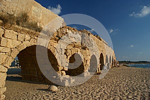 Roman age aquaeductus in Caesarea photo