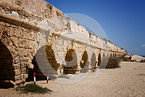 Roman age aqueducts in Caesarea Israel