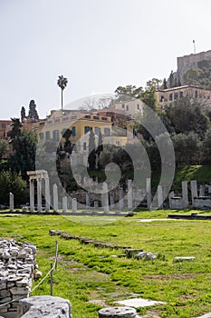 Roman Agora or Roman Forum in Athens, Greece background