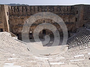 Roman amphitheater of Aspendos ancient city near Antalya, Southern Turkey.