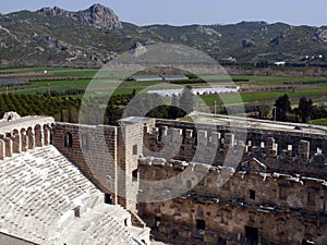 Roman amphitheater of Aspendos ancient city near Antalya, Southern Turkey.