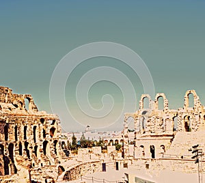Roman amphitheater in the city of El Jem