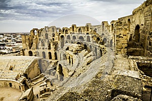 Roman amphitheatre in the city of El JEM in Tunisia