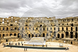 Roman amphitheatre in the city of El Jem in Tunisia