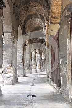 Roman Amphitheatre in city of Nimes, France