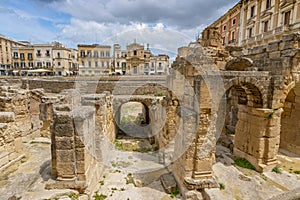 Roman Amphitheatre in Lecce, Puglia Apulia, southern Italy